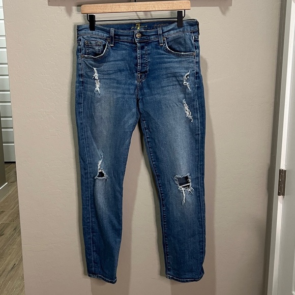 7 For All Mankind Seven Jeans Josephine Boyfriend Distressed Vintage Citizens - Picture 1 of 12